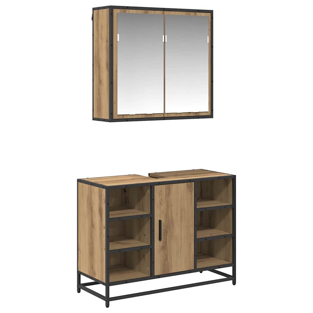 Badkamermeubelset 2 st Artisan Eiken 80 x 33 x 60 cm is nu te koop bij PeponiXL, paradijselijk wonen!