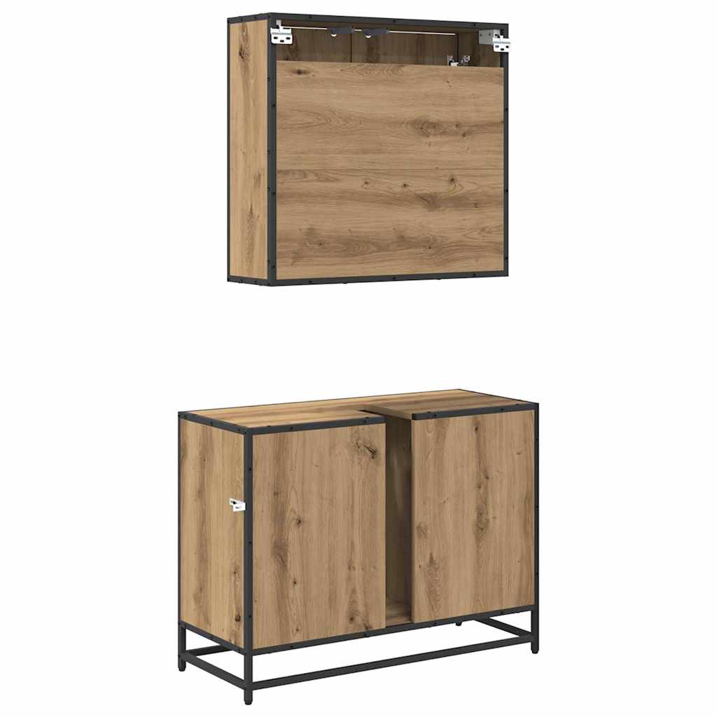 Badkamermeubelset 2 st Artisan Eiken 80 x 33 x 60 cm is nu te koop bij PeponiXL, paradijselijk wonen!