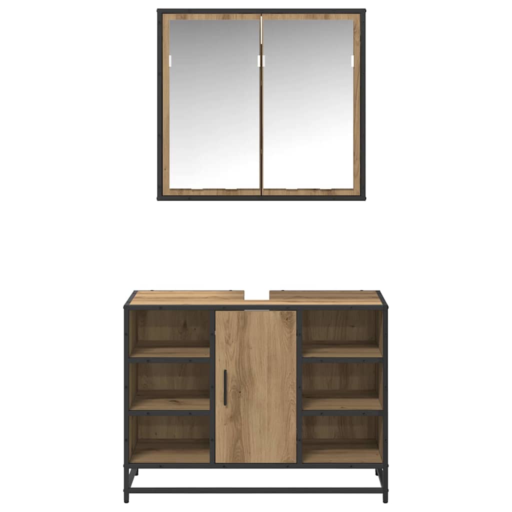 Badkamermeubelset 2 st Artisan Eiken 80 x 33 x 60 cm is nu te koop bij PeponiXL, paradijselijk wonen!