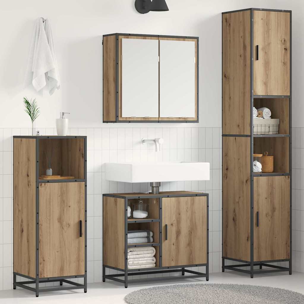 Badkamermeubelset 4 st Artisan Eiken 65 x 33 x 60 cm is nu te koop bij PeponiXL, paradijselijk wonen!