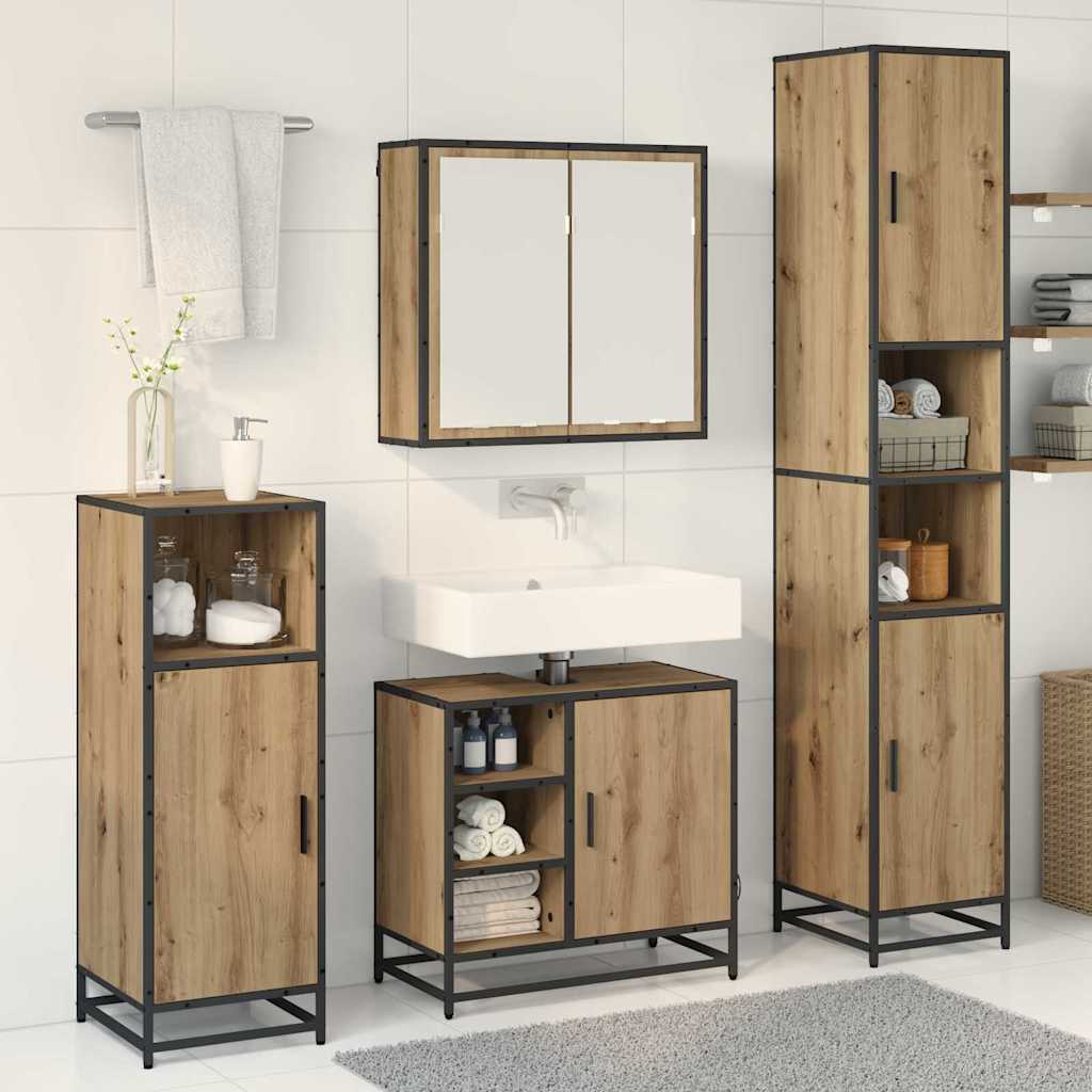 Badkamermeubelset 4 st Artisan Eiken 65 x 33 x 60 cm is nu te koop bij PeponiXL, paradijselijk wonen!