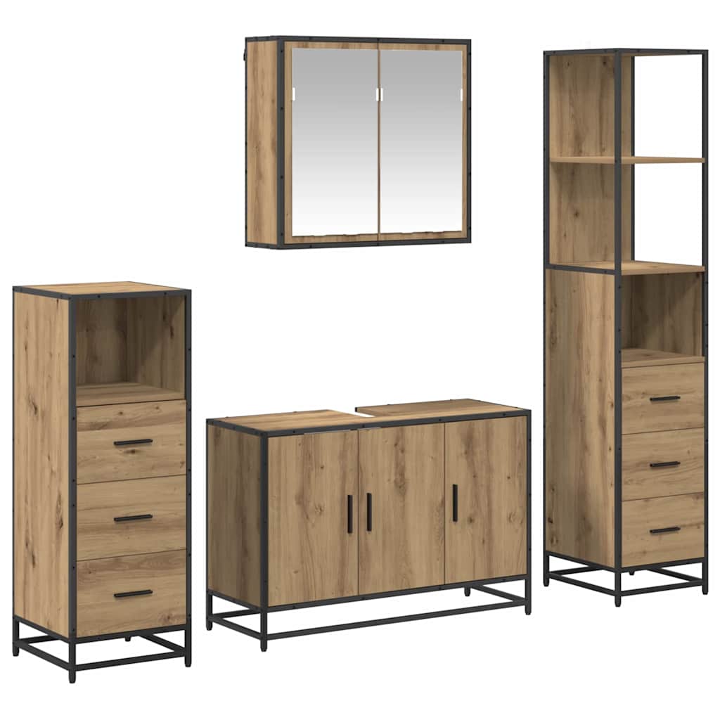 Badkamermeubelset 4 st Artisan Eiken 90 x 33 x 60 cm is nu te koop bij PeponiXL, paradijselijk wonen!
