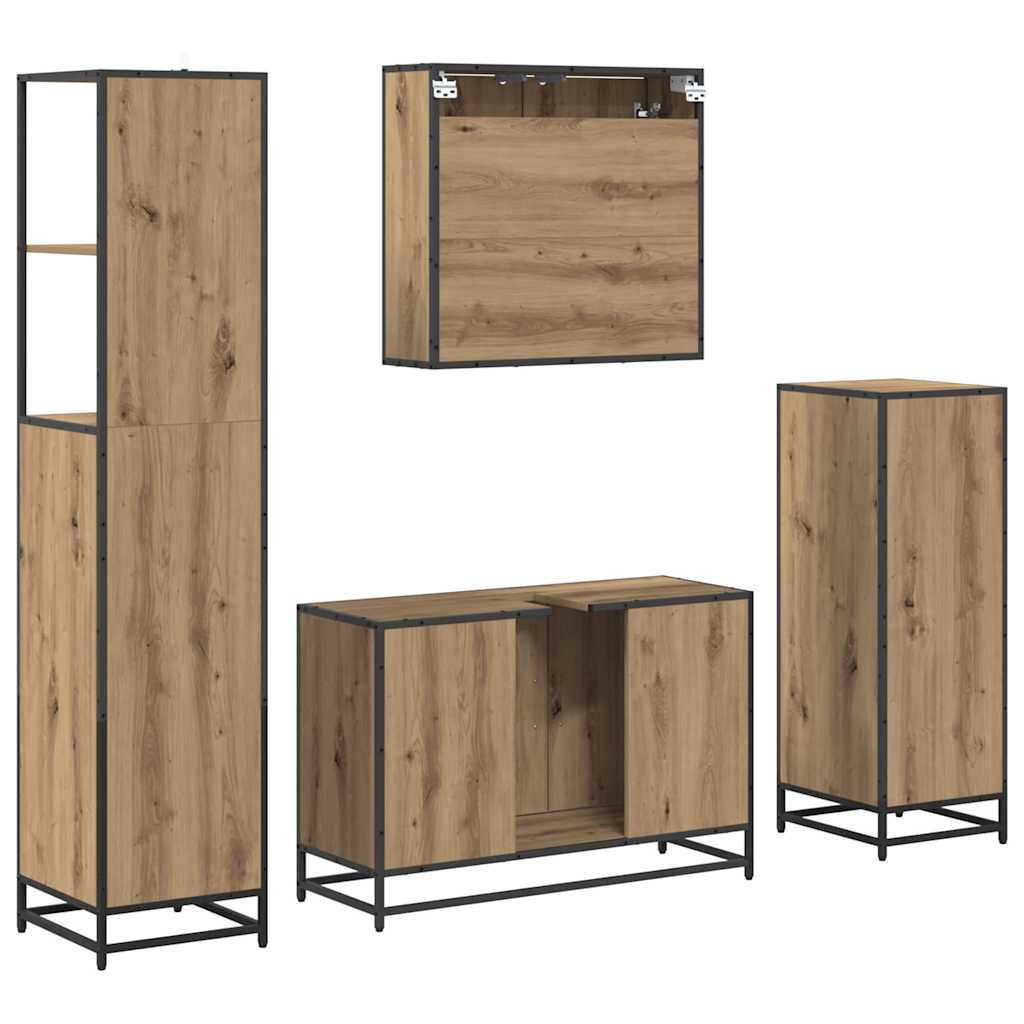 Badkamermeubelset 4 st Artisan Eiken 90 x 33 x 60 cm is nu te koop bij PeponiXL, paradijselijk wonen!