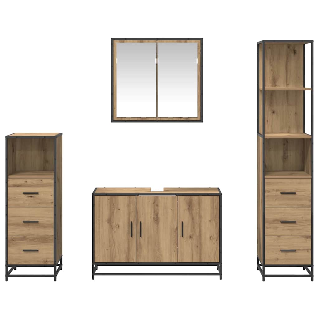 Badkamermeubelset 4 st Artisan Eiken 90 x 33 x 60 cm is nu te koop bij PeponiXL, paradijselijk wonen!