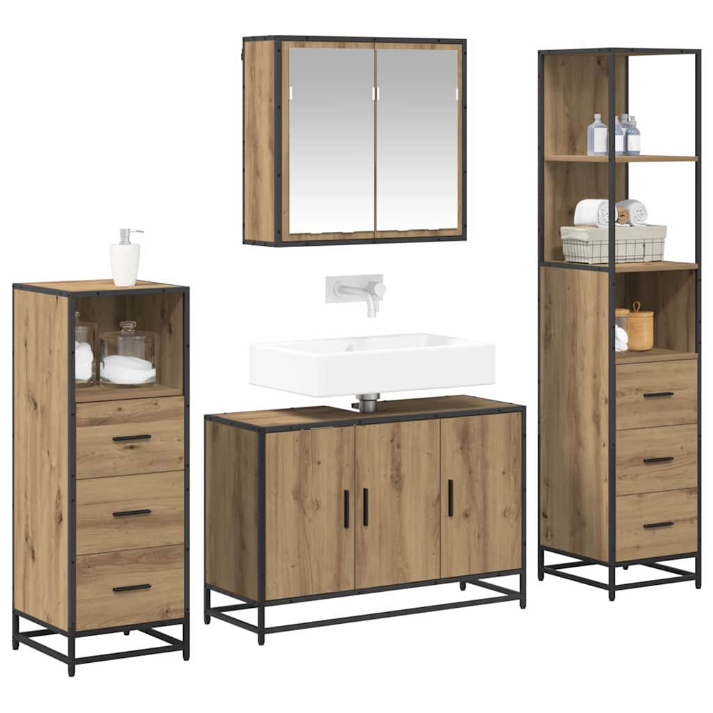 Badkamermeubelset 4 st Artisan Eiken 90 x 33 x 60 cm is nu te koop bij PeponiXL, paradijselijk wonen!