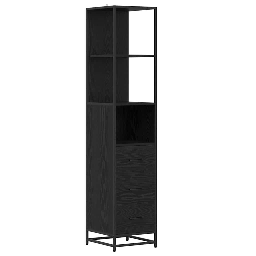 Badkamermeubelset met lade 4 pcs Zwart Eiken Bewerkt hout is nu te koop bij PeponiXL, paradijselijk wonen!