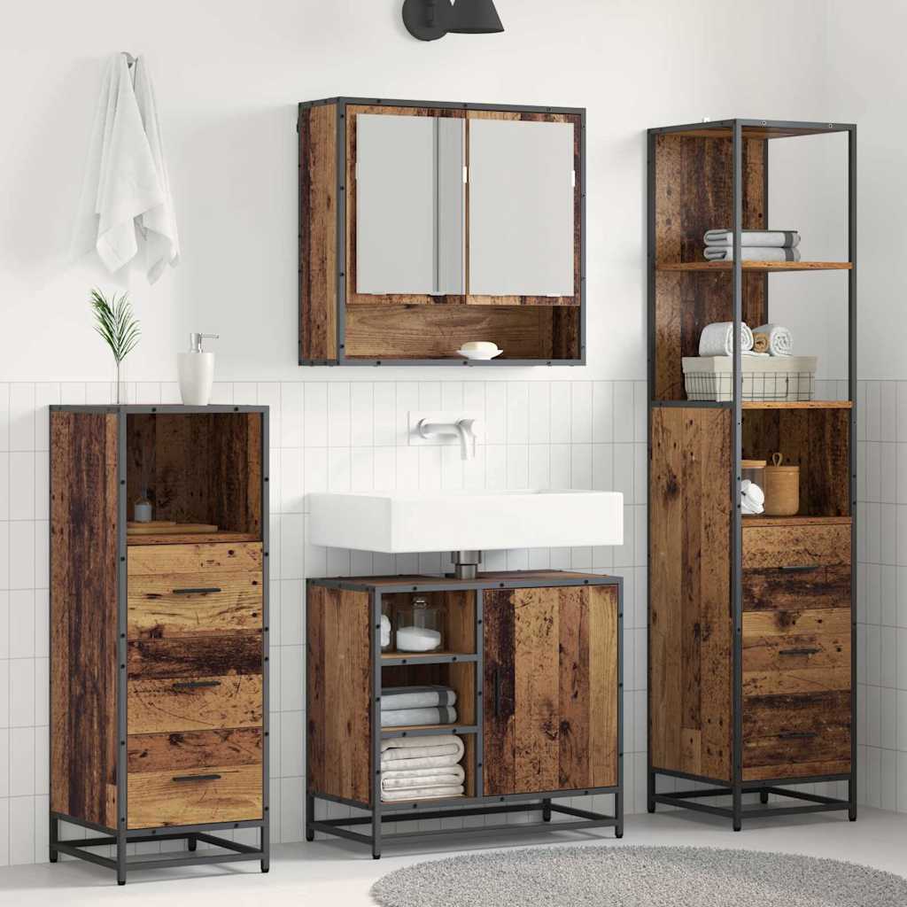 Badkamermeubelset met lade 3 pcs Oud Hout Bewerkt hout is nu te koop bij PeponiXL, paradijselijk wonen!