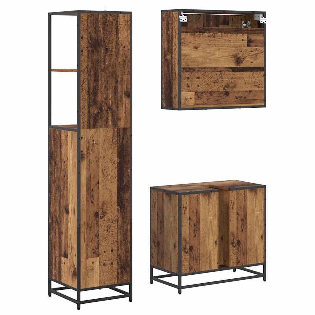 Badkamermeubelset met lade 3 pcs Oud Hout Bewerkt hout is nu te koop bij PeponiXL, paradijselijk wonen!