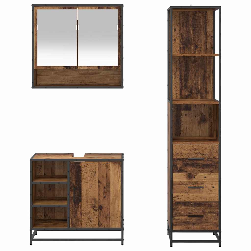 Badkamermeubelset met lade 3 pcs Oud Hout Bewerkt hout is nu te koop bij PeponiXL, paradijselijk wonen!