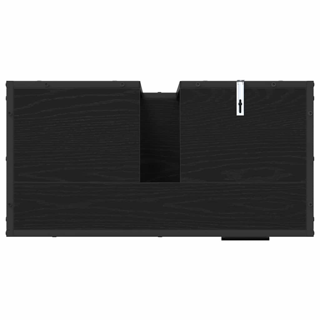 Badkamermeubelset met lade 2 pcs Zwart Eiken Bewerkt hout is nu te koop bij PeponiXL, paradijselijk wonen!