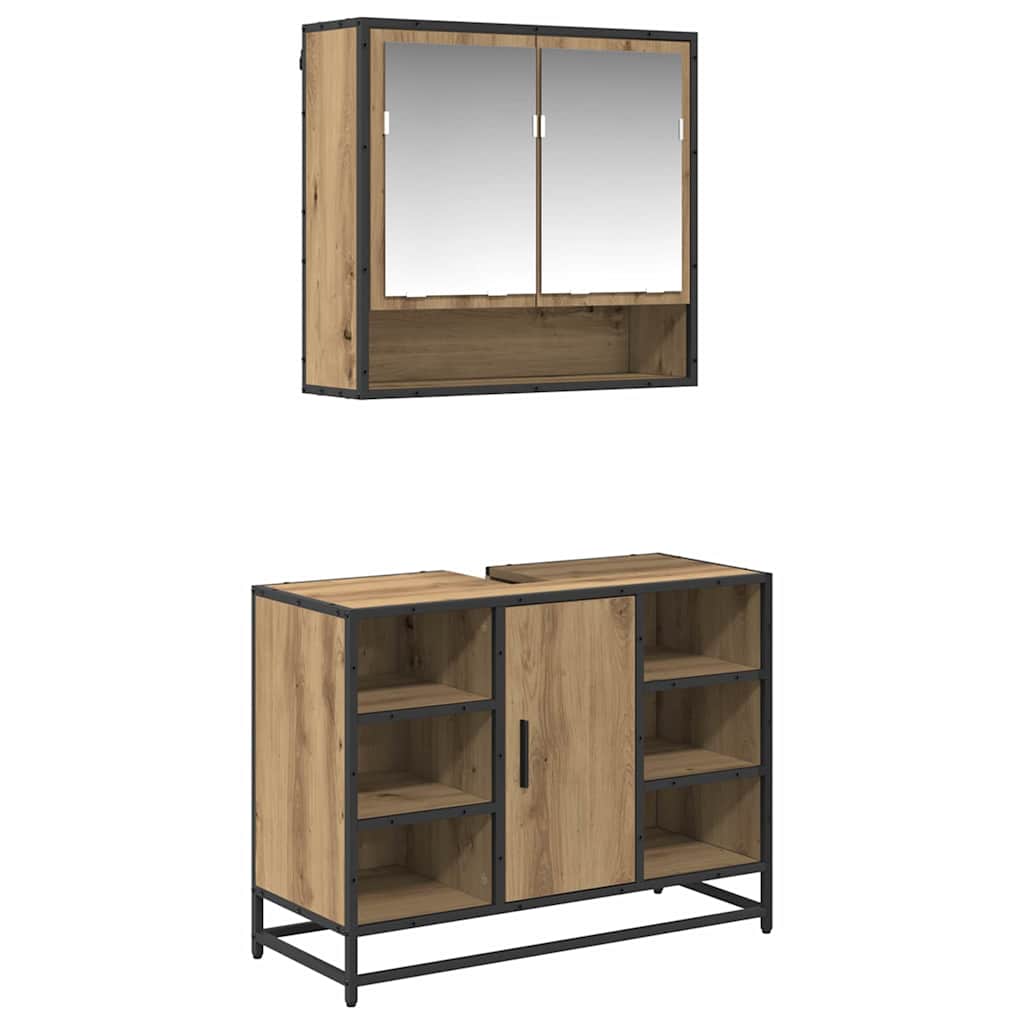 Badkamermeubelset 2 st Artisan Eiken 80 x 33 x 60 cm is nu te koop bij PeponiXL, paradijselijk wonen!