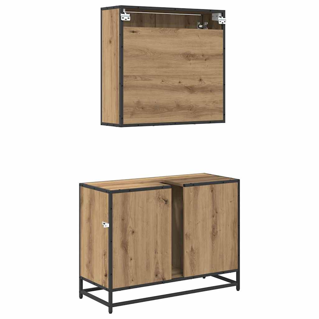 Badkamermeubelset 2 st Artisan Eiken 80 x 33 x 60 cm is nu te koop bij PeponiXL, paradijselijk wonen!