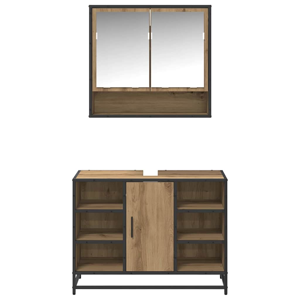 Badkamermeubelset 2 st Artisan Eiken 80 x 33 x 60 cm is nu te koop bij PeponiXL, paradijselijk wonen!