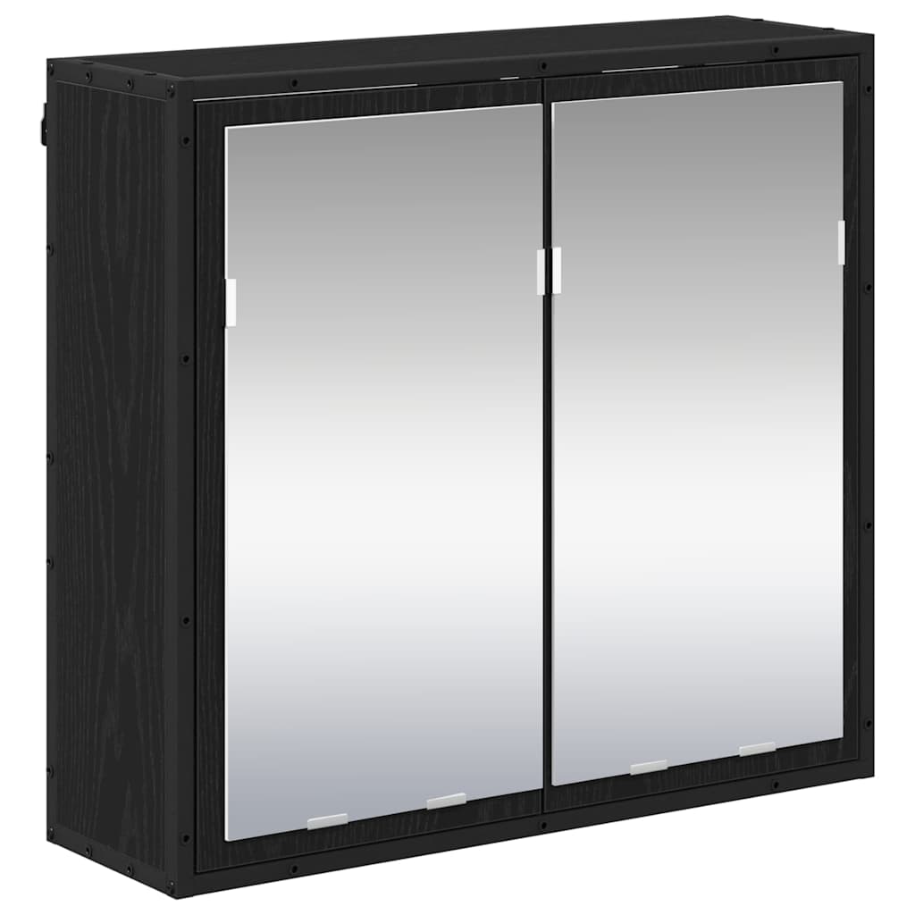 Badkamermeubelset met plank 2 pcs Zwart Eiken Bewerkt hout is nu te koop bij PeponiXL, paradijselijk wonen!
