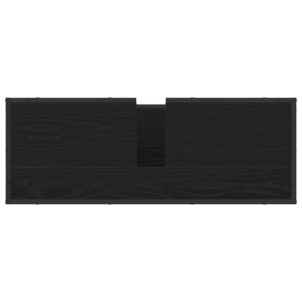 Badkamermeubelset met plank 2 pcs Zwart Eiken Bewerkt hout is nu te koop bij PeponiXL, paradijselijk wonen!