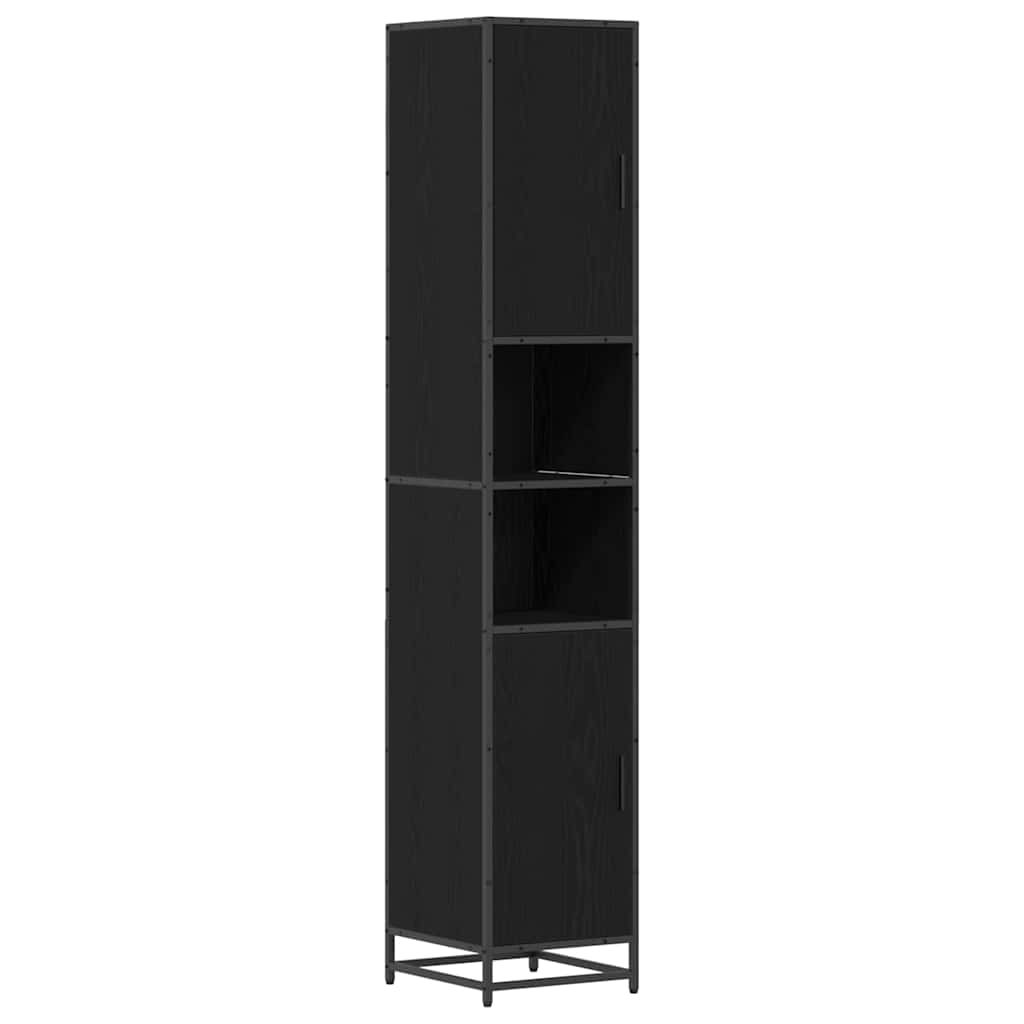 Badkamermeubelset met plank 4 pcs Zwart Eiken Bewerkt hout is nu te koop bij PeponiXL, paradijselijk wonen!
