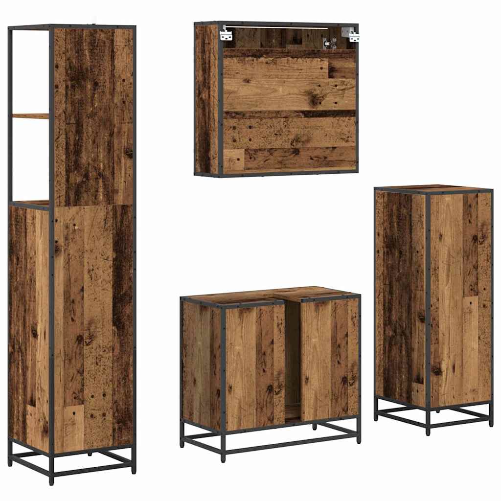 Badkamermeubelset met lade 4 pcs Oud Hout Bewerkt hout is nu te koop bij PeponiXL, paradijselijk wonen!