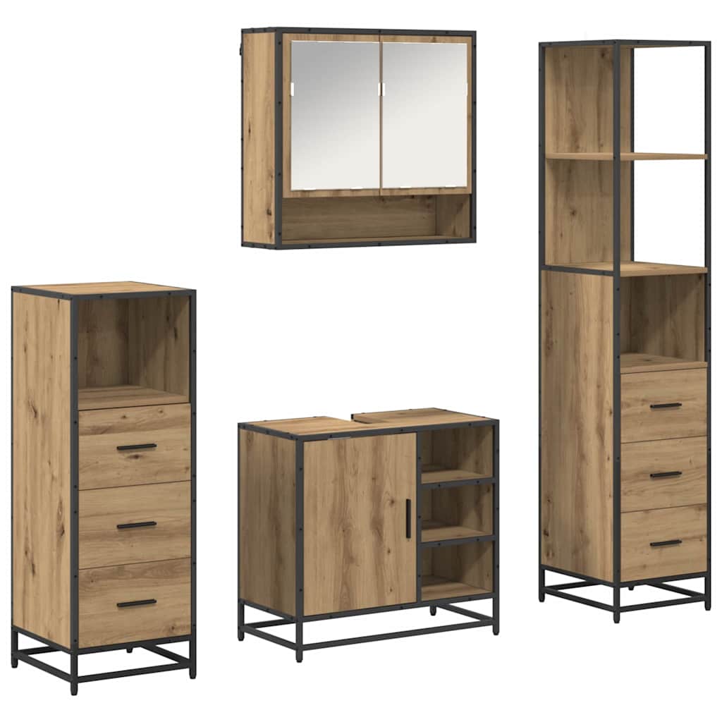 Badkamermeubelset 4 st Artisan Eiken 65 x 33 x 60 cm is nu te koop bij PeponiXL, paradijselijk wonen!