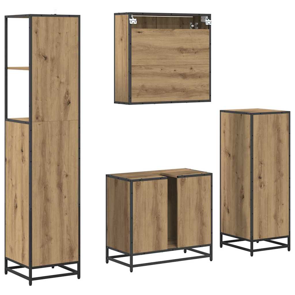 Badkamermeubelset 4 st Artisan Eiken 65 x 33 x 60 cm is nu te koop bij PeponiXL, paradijselijk wonen!