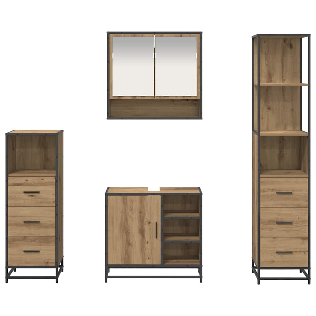 Badkamermeubelset 4 st Artisan Eiken 65 x 33 x 60 cm is nu te koop bij PeponiXL, paradijselijk wonen!