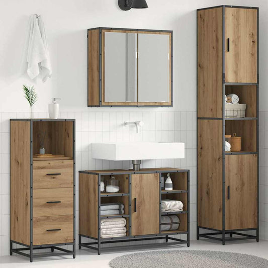Badkamermeubelset 3 st Artisan Eiken 80 x 33 x 60 cm is nu te koop bij PeponiXL, paradijselijk wonen!
