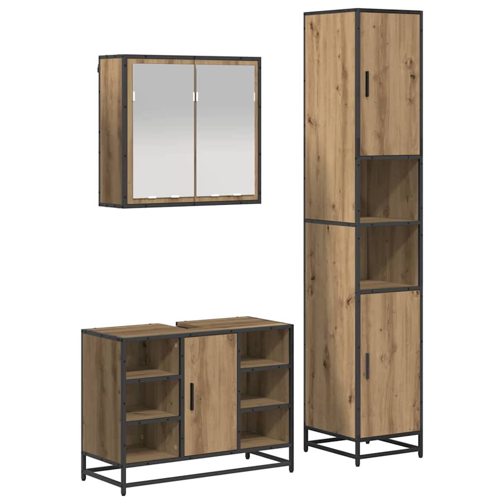 Badkamermeubelset 3 st Artisan Eiken 80 x 33 x 60 cm is nu te koop bij PeponiXL, paradijselijk wonen!