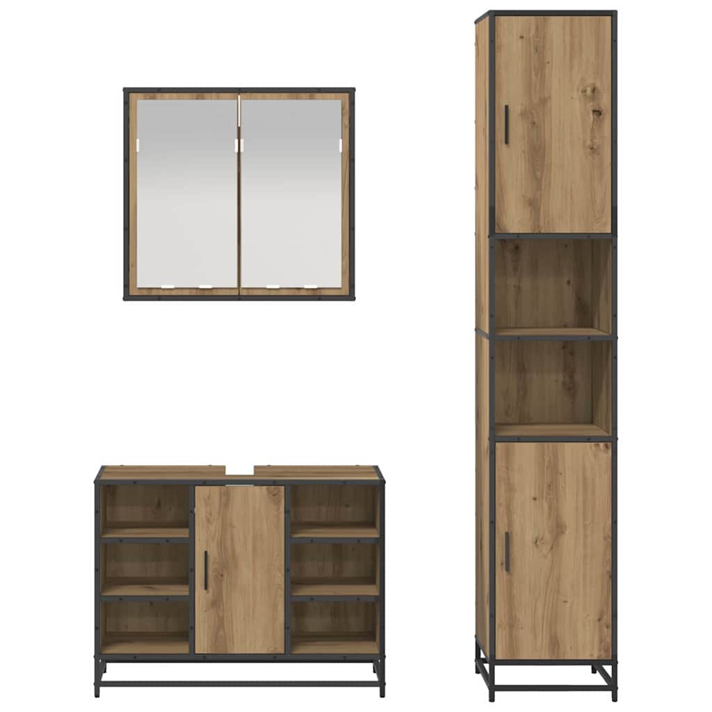 Badkamermeubelset 3 st Artisan Eiken 80 x 33 x 60 cm is nu te koop bij PeponiXL, paradijselijk wonen!