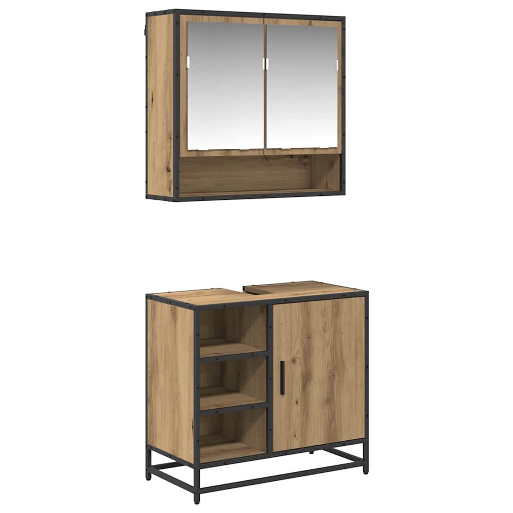 Badkamermeubelset 2 st Artisan Eiken 65 x 33 x 60 cm is nu te koop bij PeponiXL, paradijselijk wonen!