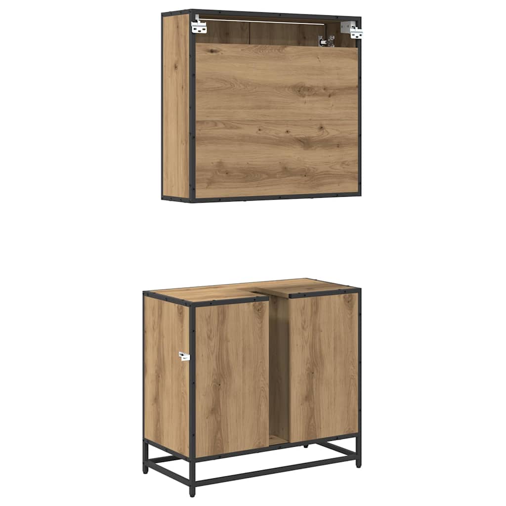 Badkamermeubelset 2 st Artisan Eiken 65 x 33 x 60 cm is nu te koop bij PeponiXL, paradijselijk wonen!