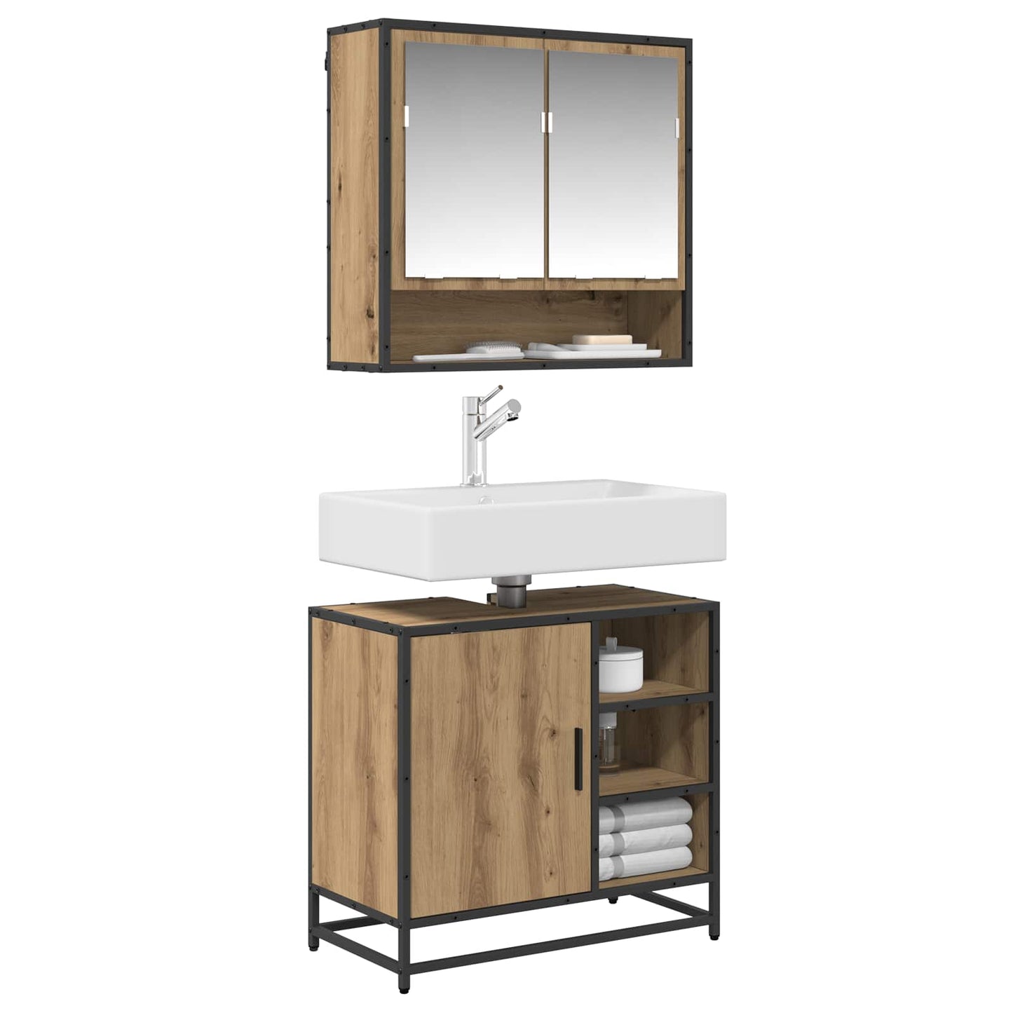 Badkamermeubelset 2 st Artisan Eiken 65 x 33 x 60 cm is nu te koop bij PeponiXL, paradijselijk wonen!