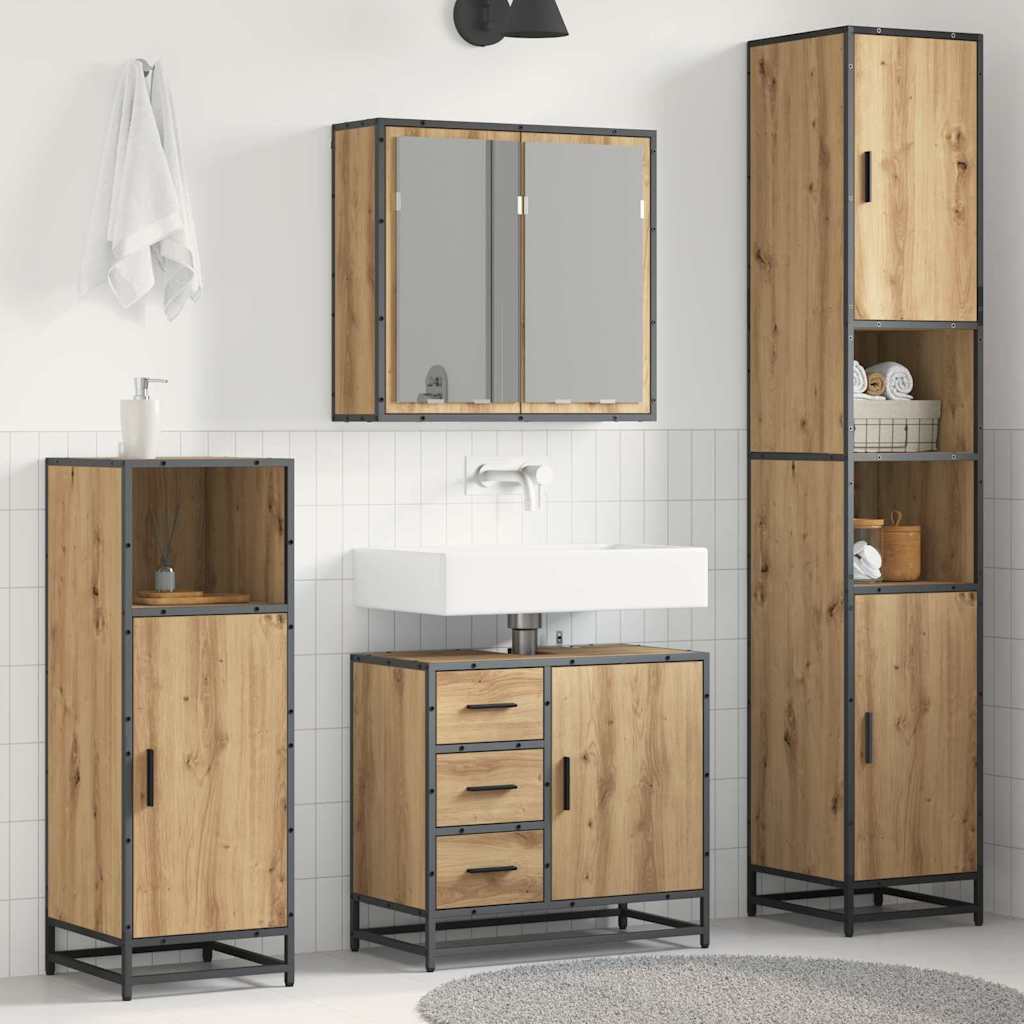 Badkamermeubelset 4 st Artisan Eiken 65 x 33 x 60 cm is nu te koop bij PeponiXL, paradijselijk wonen!