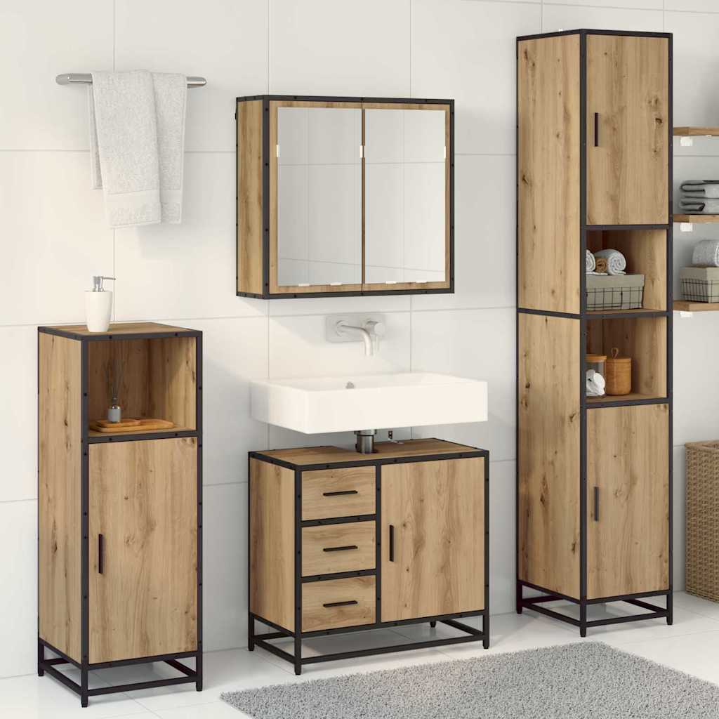 Badkamermeubelset 4 st Artisan Eiken 65 x 33 x 60 cm is nu te koop bij PeponiXL, paradijselijk wonen!