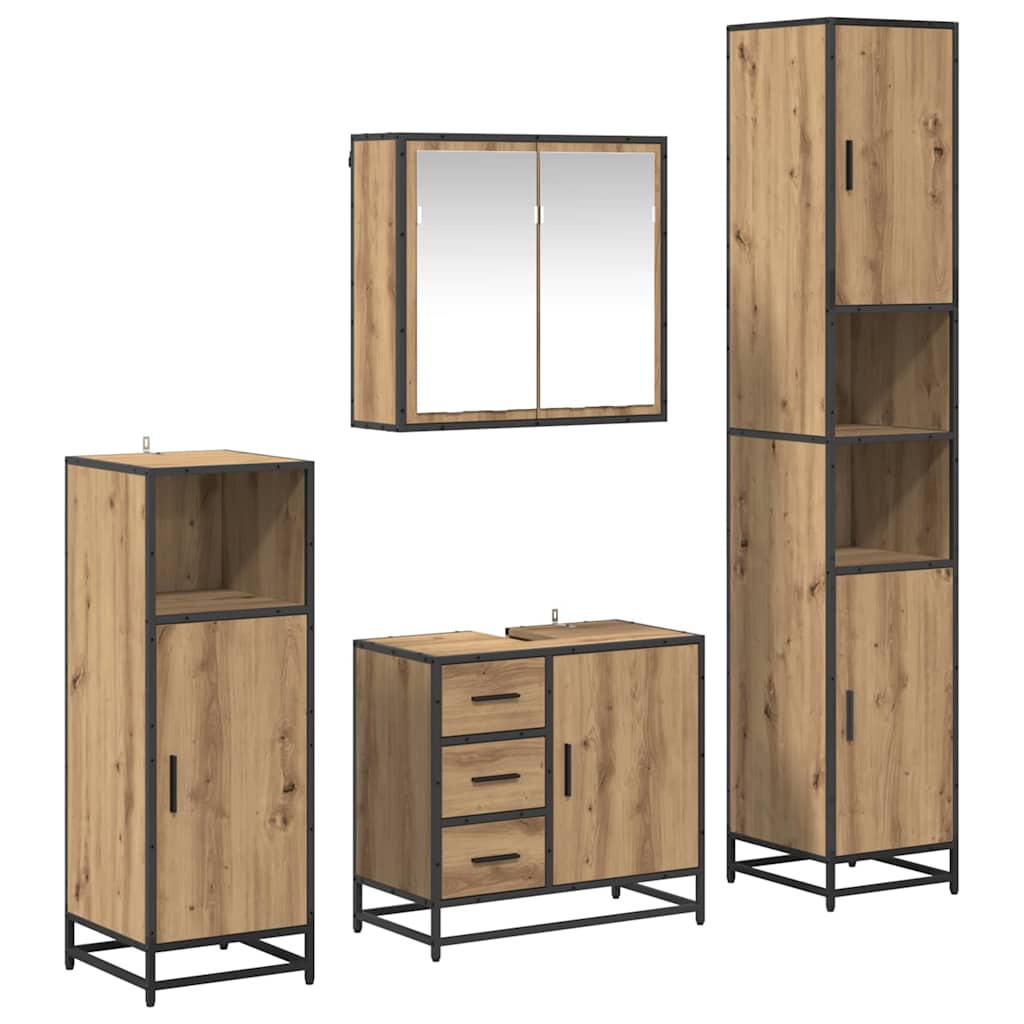 Badkamermeubelset 4 st Artisan Eiken 65 x 33 x 60 cm is nu te koop bij PeponiXL, paradijselijk wonen!