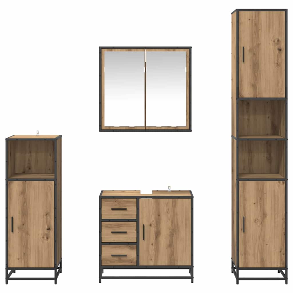 Badkamermeubelset 4 st Artisan Eiken 65 x 33 x 60 cm is nu te koop bij PeponiXL, paradijselijk wonen!