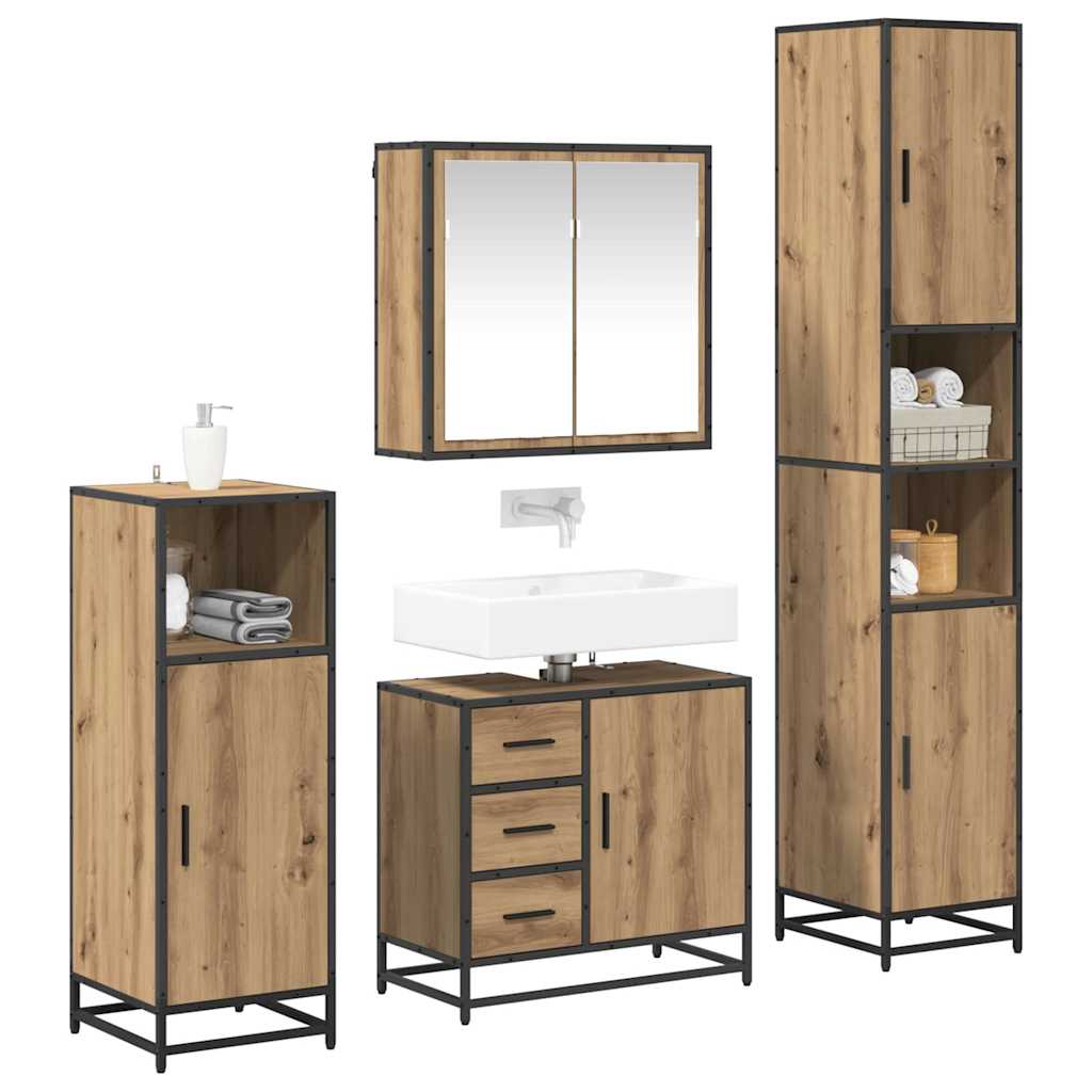 Badkamermeubelset 4 st Artisan Eiken 65 x 33 x 60 cm is nu te koop bij PeponiXL, paradijselijk wonen!