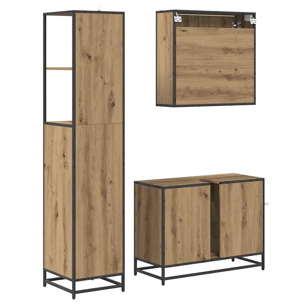 Badkamermeubelset 3 st Artisan Eiken 35 x 37,5 x 166 cm is nu te koop bij PeponiXL, paradijselijk wonen!