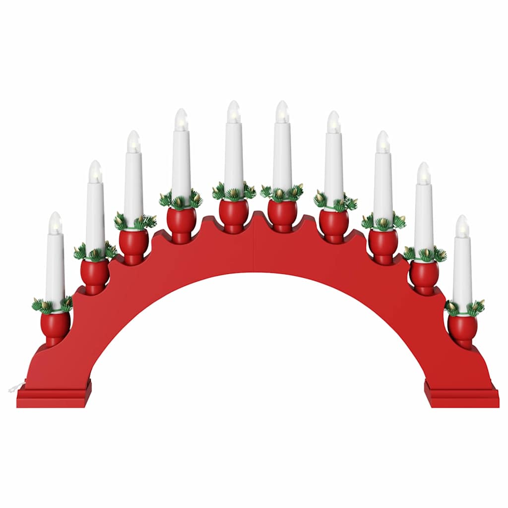 Kerst Kaarsenboog met 10 LED Kaarsen Rood 47 x 5 x 29 cm is nu te koop bij PeponiXL, paradijselijk wonen!