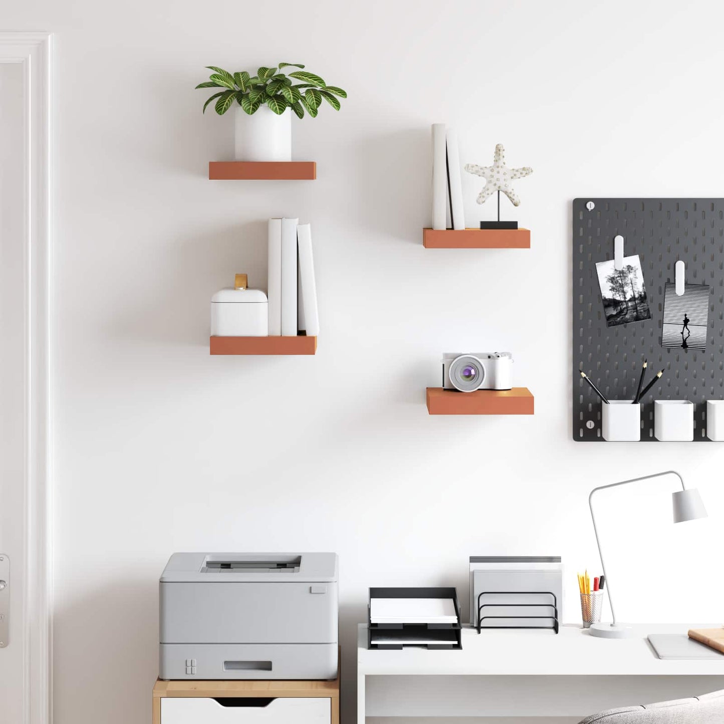 Wandplank met opslag 4 pcs Rood 23 x 23,5 x 4 cm Bewerkt hout is nu te koop bij PeponiXL, paradijselijk wonen!