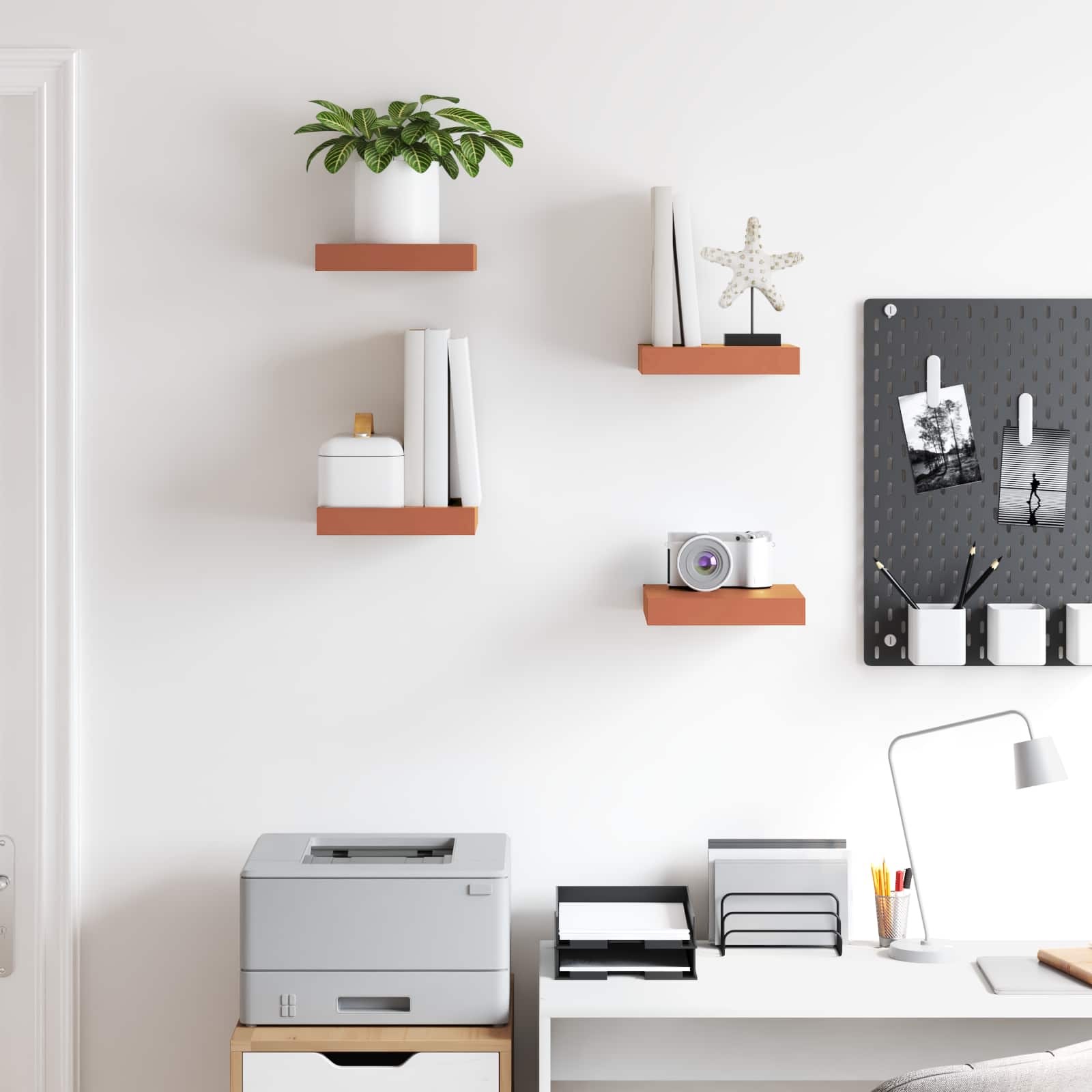 Wandplank met opslag 4 pcs Rood 23 x 23,5 x 4 cm Bewerkt hout is nu te koop bij PeponiXL, paradijselijk wonen!