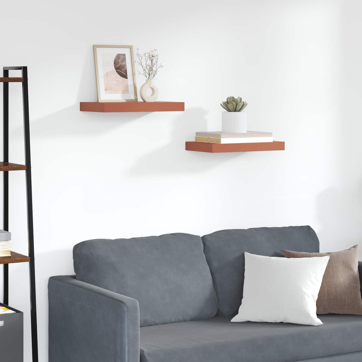 Wandplank met opslag 2 pcs Rood 40 x 23,5 x 4 cm Bewerkt hout is nu te koop bij PeponiXL, paradijselijk wonen!