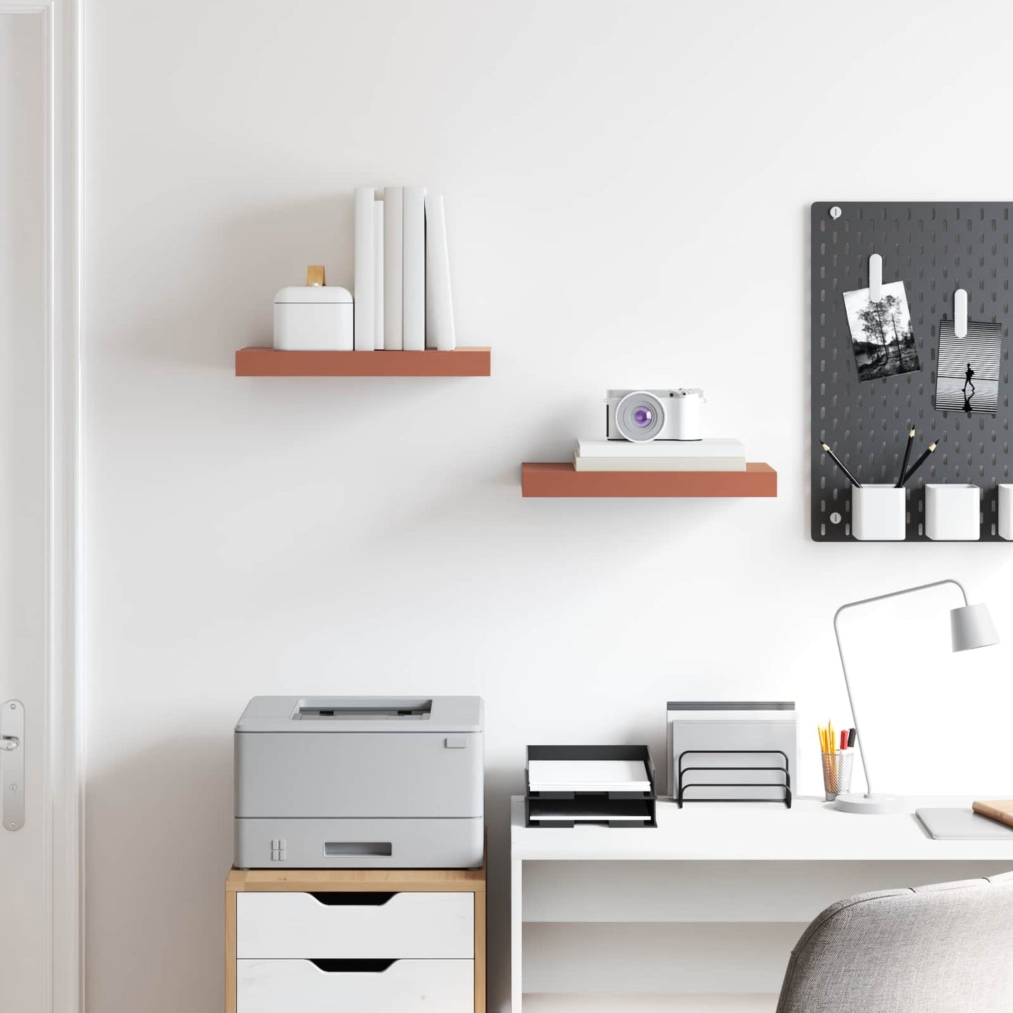 Wandplank met opslag 2 pcs Rood 40 x 23,5 x 4 cm Bewerkt hout is nu te koop bij PeponiXL, paradijselijk wonen!