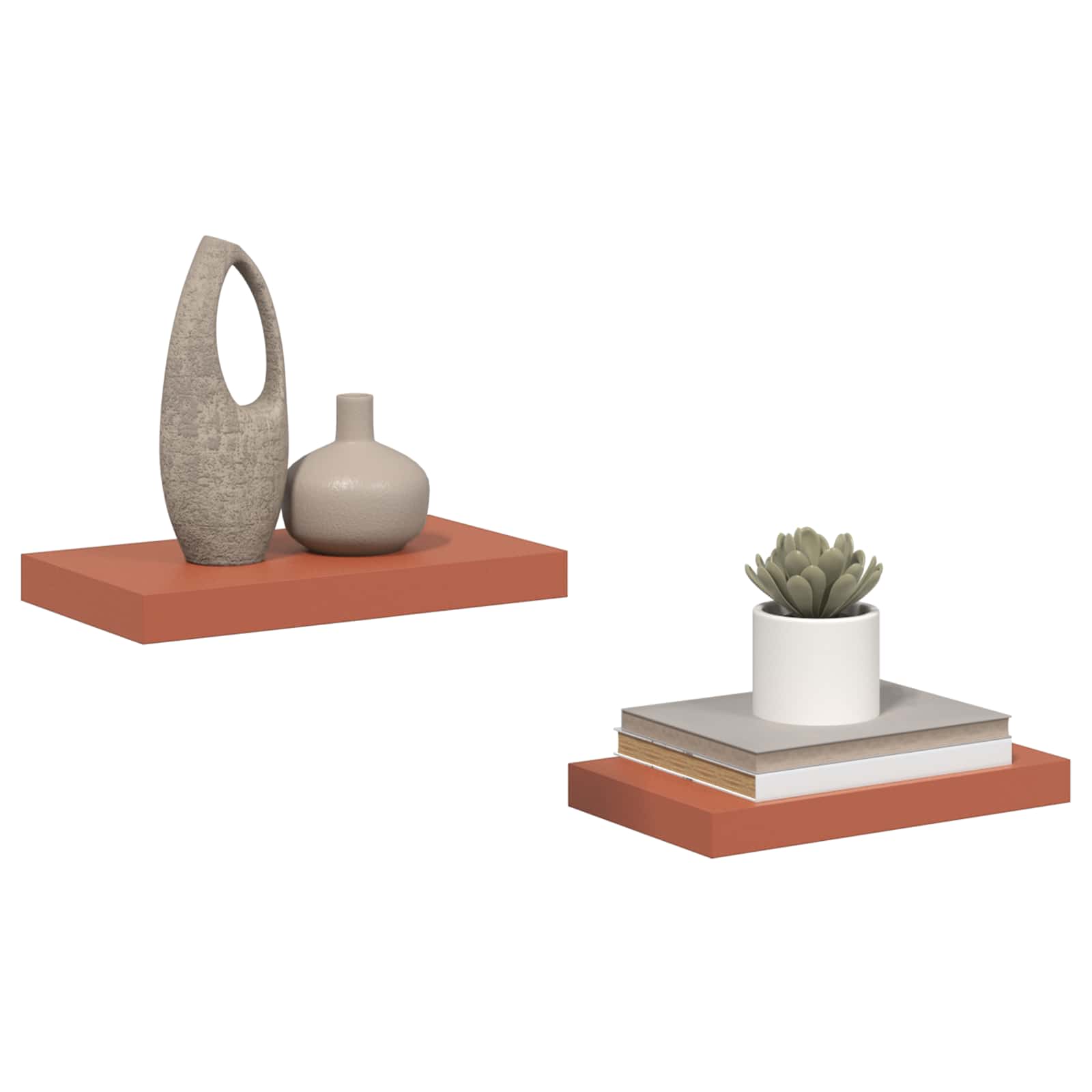 Wandplank met opslag 2 pcs Rood 40 x 23,5 x 4 cm Bewerkt hout is nu te koop bij PeponiXL, paradijselijk wonen!
