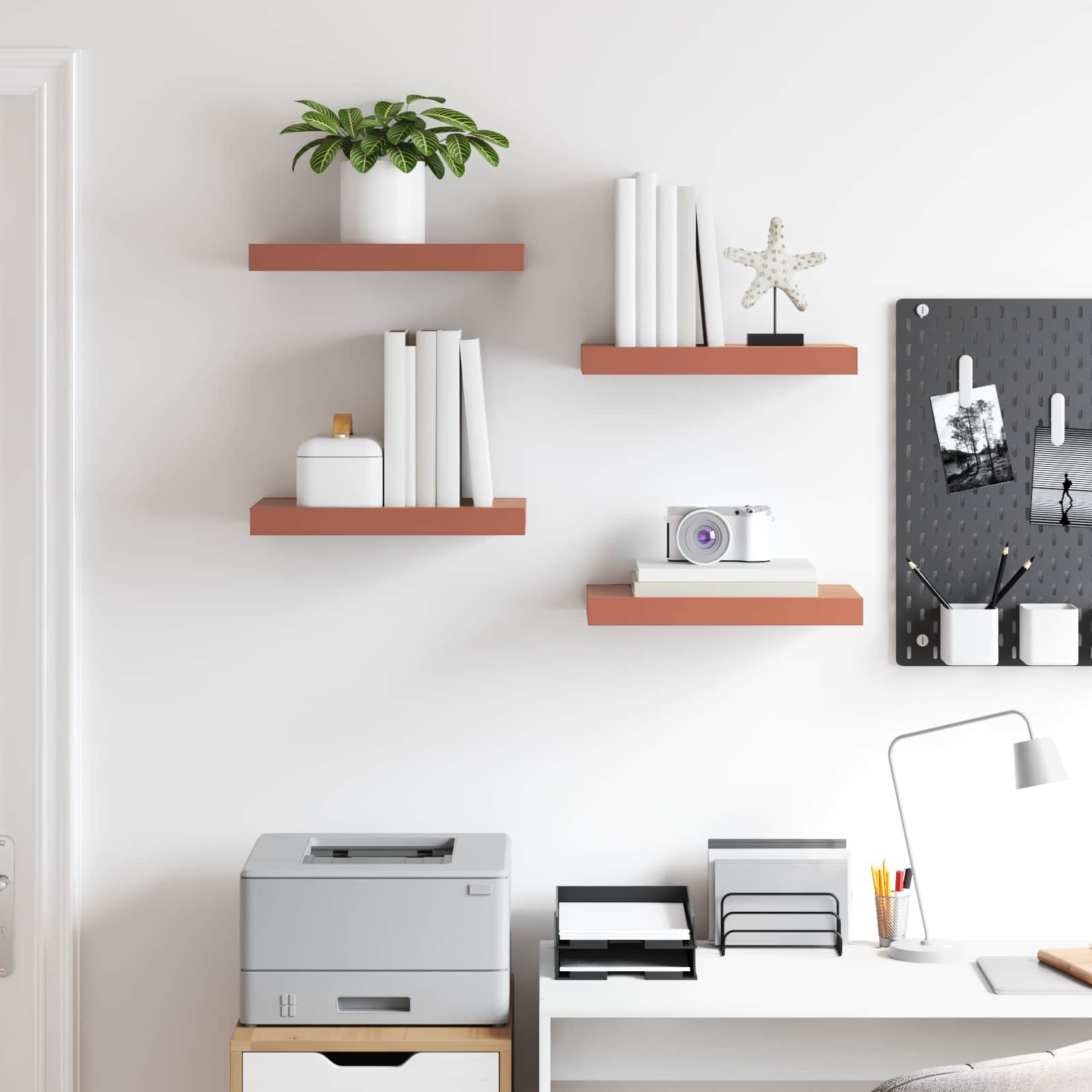 Wandplank met opslag 4 pcs Rood 40 x 23,5 x 4 cm Bewerkt hout is nu te koop bij PeponiXL, paradijselijk wonen!