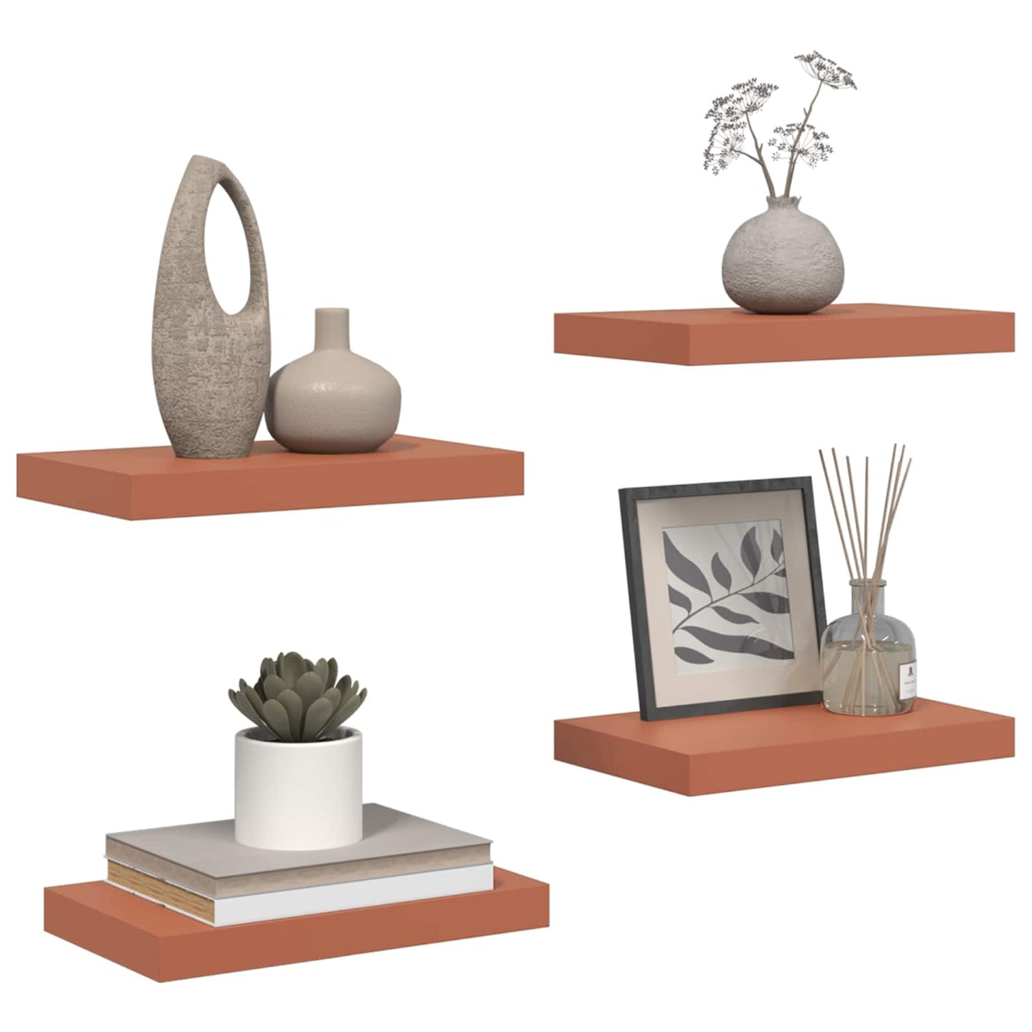 Wandplank met opslag 4 pcs Rood 40 x 23,5 x 4 cm Bewerkt hout is nu te koop bij PeponiXL, paradijselijk wonen!