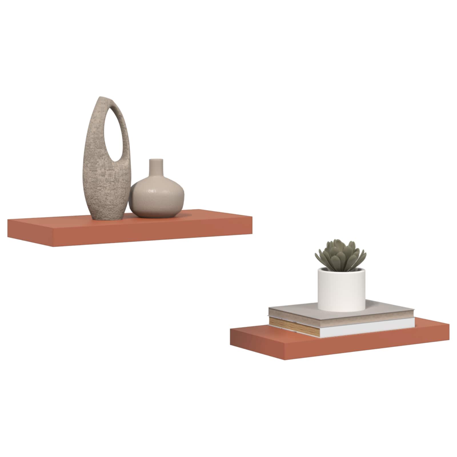 Wandplank Wandgemonteerd 2 pcs Rood 50 x 23 x 4 cm Bewerkt hout is nu te koop bij PeponiXL, paradijselijk wonen!