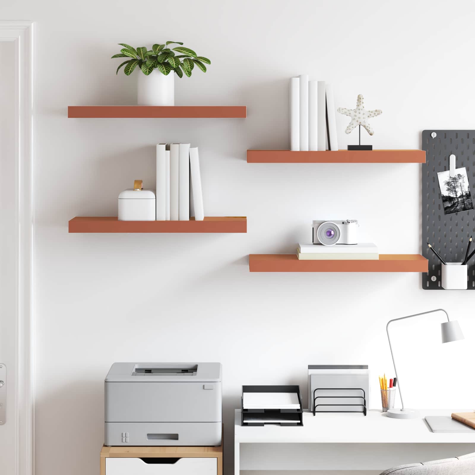 Wandplank Wandgemonteerd 4 pcs Rood 60 x 23 x 4 cm Bewerkt hout is nu te koop bij PeponiXL, paradijselijk wonen!
