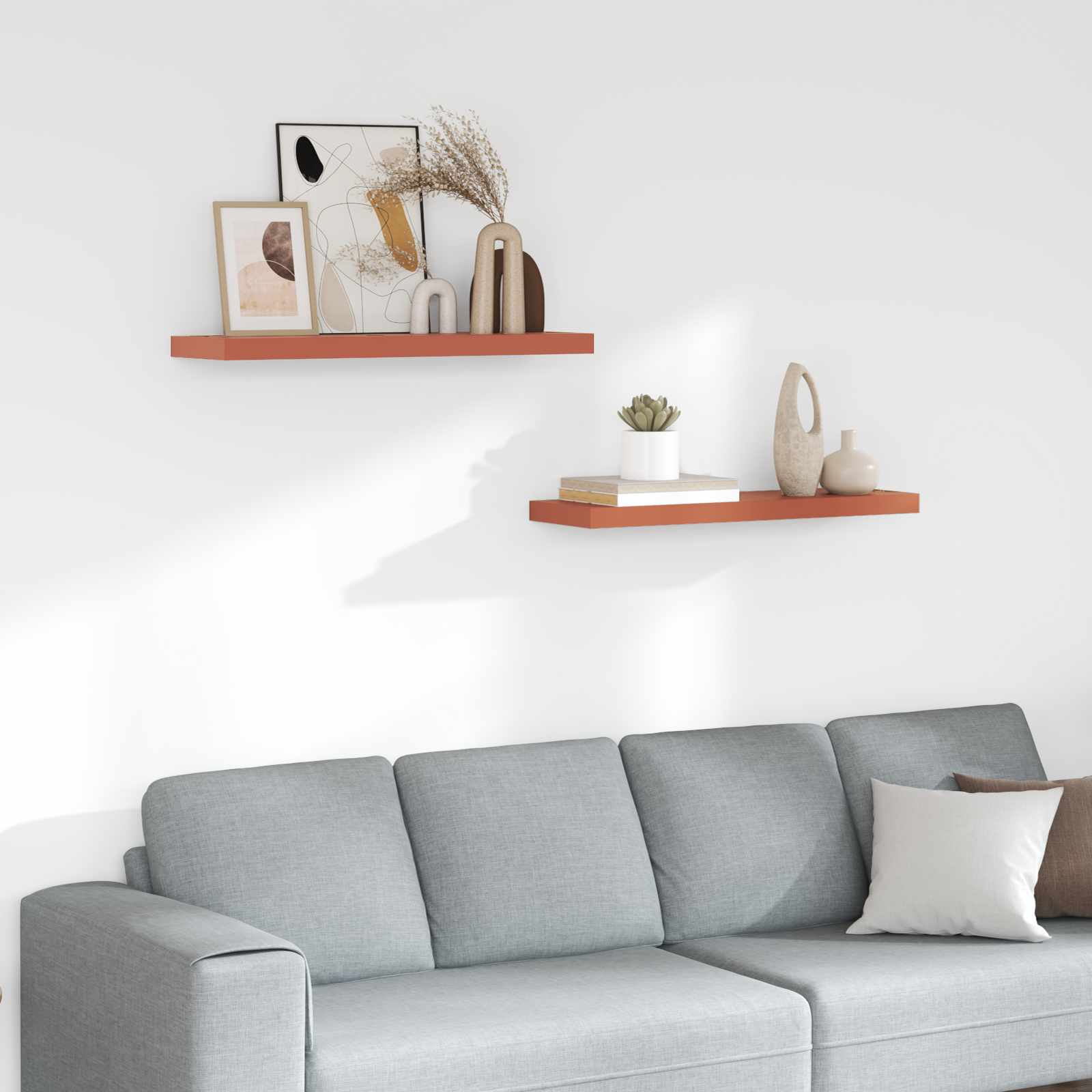 Wandplank met opslag 2 pcs Rood 80 x 23,5 x 4 cm Bewerkt hout is nu te koop bij PeponiXL, paradijselijk wonen!