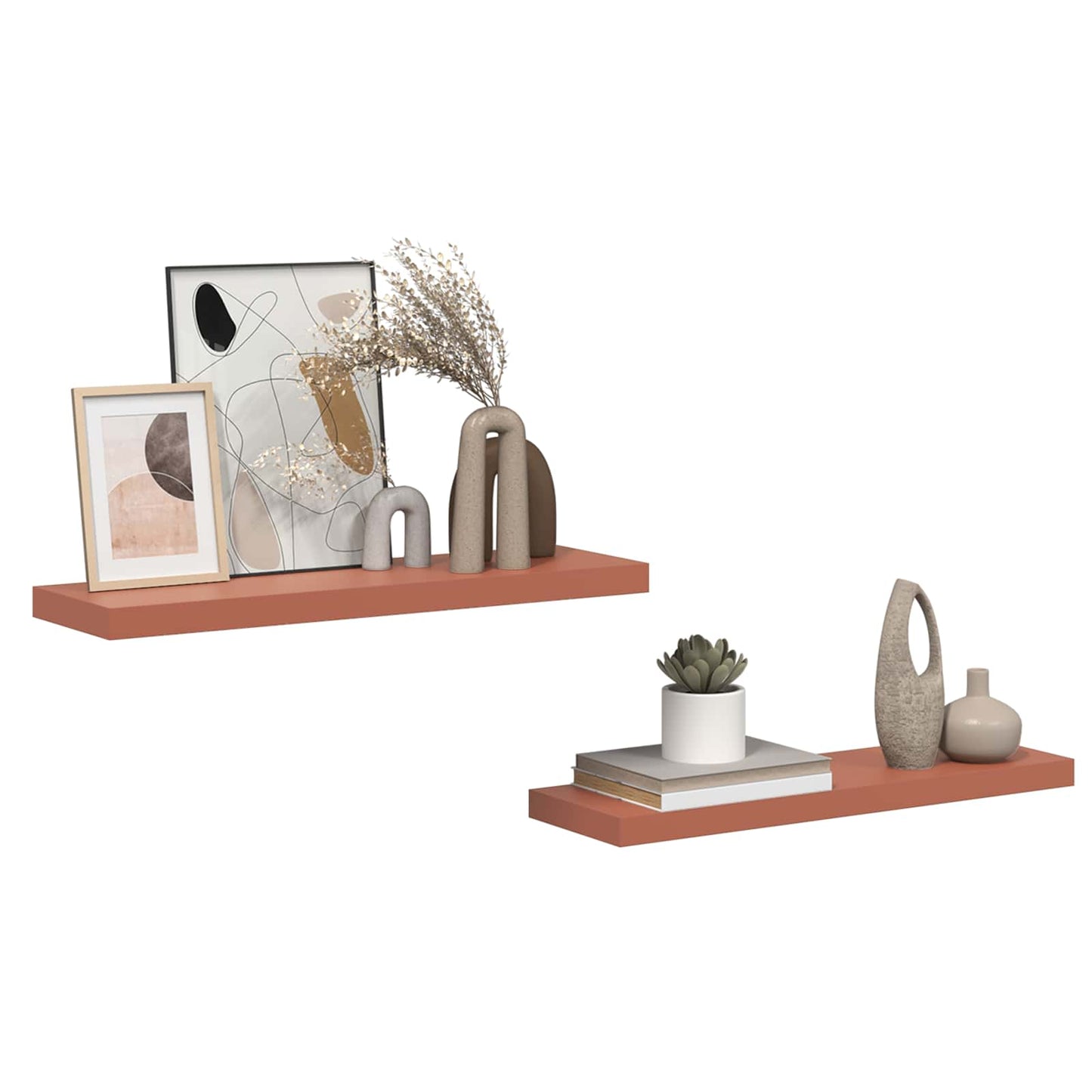 Wandplank met opslag 2 pcs Rood 80 x 23,5 x 4 cm Bewerkt hout is nu te koop bij PeponiXL, paradijselijk wonen!