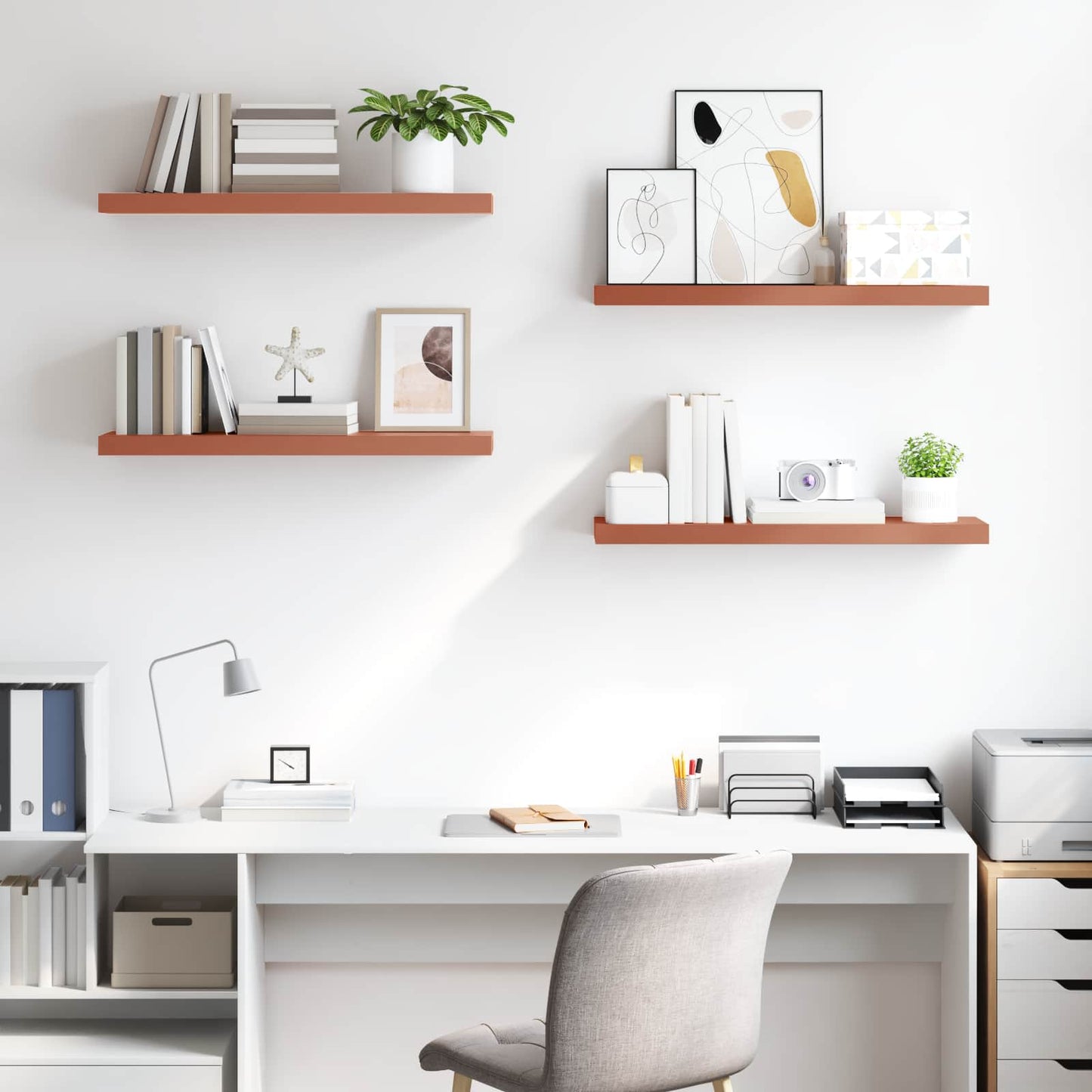 Wandplank met opslag 4 pcs Rood 90 x 23,5 x 4 cm Bewerkt hout is nu te koop bij PeponiXL, paradijselijk wonen!
