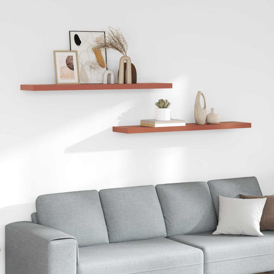 Wandplank met opslag 2 pcs Rood 120 x 23,5 x 4 cm Bewerkt hout is nu te koop bij PeponiXL, paradijselijk wonen!